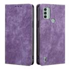 For Nokia C31 RFID Anti-theft Brush Magnetic Leather Phone Case(Purple) - 1