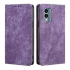 For Nokia X30 5G RFID Anti-theft Brush Magnetic Leather Phone Case(Purple) - 1