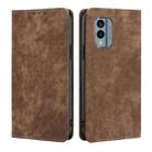 For Nokia X30 5G RFID Anti-theft Brush Magnetic Leather Phone Case(Brown) - 1