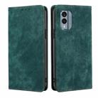 For Nokia X30 5G RFID Anti-theft Brush Magnetic Leather Phone Case(Green) - 1