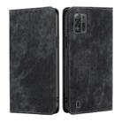 For ZTE Blade A52 Lite RFID Anti-theft Brush Magnetic Leather Phone Case(Black) - 1