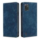 For ZTE Blade A52 Lite RFID Anti-theft Brush Magnetic Leather Phone Case(Blue) - 1