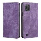 For ZTE Blade A52 Lite RFID Anti-theft Brush Magnetic Leather Phone Case(Purple) - 1