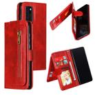 For Huawei P40 Nine Card Zipper Bag Horizontal Flip Leather Case With Holder & Card Slots & Photo Frame & Wallet(Red) - 1