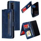 For Huawei P40 Nine Card Zipper Bag Horizontal Flip Leather Case With Holder & Card Slots & Photo Frame & Wallet(Blue) - 1