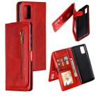 For Galaxy A51 Nine Card Zipper Bag Horizontal Flip Leather Case With Holder & Card Slots & Photo Frame & Wallet(Red) - 1