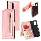 For Galaxy A91 Nine Card Zipper Bag Horizontal Flip Leather Case With Holder & Card Slots & Photo Frame & Wallet(Rose Gold) - 1