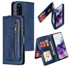 For Galaxy S20 Nine Card Zipper Bag Horizontal Flip Leather Case With Holder & Card Slots & Photo Frame & Wallet(Blue) - 1