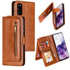 For Galaxy S20 Nine Card Zipper Bag Horizontal Flip Leather Case With Holder & Card Slots & Photo Frame & Wallet(Brown) - 1