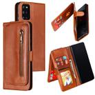 For Galaxy S20+ Nine Card Zipper Bag Horizontal Flip Leather Case With Holder & Card Slots & Photo Frame & Wallet(Brown) - 1