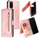 For Galaxy S20+ Nine Card Zipper Bag Horizontal Flip Leather Case With Holder & Card Slots & Photo Frame & Wallet(Rose Gold) - 1