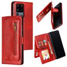 For Galaxy S20 Ultra Nine Card Zipper Bag Horizontal Flip Leather Case With Holder & Card Slots & Photo Frame & Wallet(Red) - 1