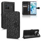 For vivo X80 Honeycomb Dot Texture Leather Phone Case(Black) - 1