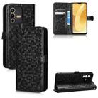 For vivo S12 Honeycomb Dot Texture Leather Phone Case(Black) - 1