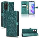 For Honor Play 40 Honeycomb Dot Texture Leather Phone Case(Green) - 1