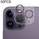 For iPhone 14 Pro Max / 14 Pro 50pcs Tempered Glass Glitter CD Texture Back Camera Film(Black) - 1