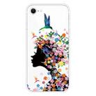 For iPhone SE 2022 / SE 2020 Shockproof Painted Transparent TPU Protective Case(Flower Girl) - 1
