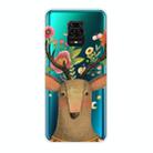 For Xiaomi Redmi Note 9S Shockproof Painted Transparent TPU Protective Case(Flower Deer) - 1