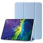 For iPad 10th Gen 10.9 2022 Three-folding Holder Honeycomb Silicone + PU Smart Leather Tablet Case(Light Blue) - 1