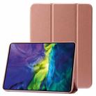 For iPad 10th Gen 10.9 2022 Three-folding Holder Honeycomb Silicone + PU Smart Leather Tablet Case(Rose Gold) - 1