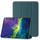 For iPad 2025 / 2022 Three-folding Holder Honeycomb Silicone + PU Smart Leather Tablet Case(Dark Green) - 1