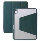 For iPad 10th Gen 10.9 2022 3-Fold 360 Rotation Acrylic Leather Smart Tablet Case(Dark Green) - 1