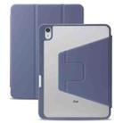 For iPad 10th Gen 10.9 2022 3-Fold 360 Rotation Acrylic Leather Smart Tablet Case(Lavender Purple Grey) - 1