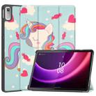 For Lenovo Tab P11 Gen 2 Custer Painted 3-Fold Holder Leather Smart Tablet Case(Unicorn) - 1