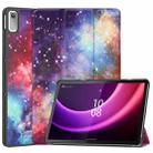 For Lenovo Tab P11 Gen 2 Custer Painted 3-Fold Holder Leather Smart Tablet Case(Milky Way Nebula) - 1