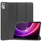 For Lenovo Tab P11 Gen 2 Custer Pure Color 3-Fold Holder Leather Smart Tablet Case(Black) - 1