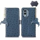 For Nokia X30 5G Ostrich Pattern Genuine Leather RFID Phone Case(Blue) - 1