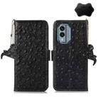 For Nokia X30 5G Ostrich Pattern Genuine Leather RFID Phone Case(Black) - 1