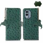 For Nokia X30 5G Ostrich Pattern Genuine Leather RFID Phone Case(Green) - 1