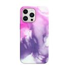 For iPhone 14 Pro Max MagSafe Magnetic Leather Watercolor Phone Case(Purple) - 1