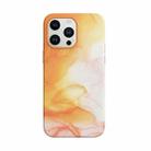 For iPhone 14 Pro MagSafe Magnetic Leather Watercolor Phone Case(Orange) - 1