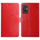 For Xiaomi Redmi 11 Prime 4G HT01 Y-shaped Pattern Flip Leather Phone Case(Red) - 1