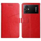 For Xiaomi Redmi 11 Prime 5G HT01 Y-shaped Pattern Flip Leather Phone Case(Red) - 1