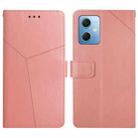 For Xiaomi Redmi Note 12 China HT01 Y-shaped Pattern Flip Leather Phone Case(Pink) - 1
