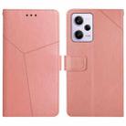 For Xiaomi Redmi Note 12 Pro 5G China HT01 Y-shaped Pattern Flip Leather Phone Case(Pink) - 1