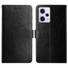 For Xiaomi Redmi Note 12 Pro+ China/Note 12 Explorer HT01 Y-shaped Pattern Flip Leather Phone Case(Black) - 1