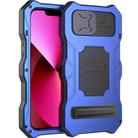For iPhone 14 Life Waterproof Camshield Tri-poof Metal Phone Case with Holder(Blue) - 1