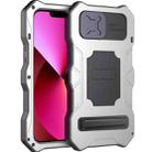 For iPhone 14 Life Waterproof Camshield Tri-poof Metal Phone Case with Holder(Silver) - 1