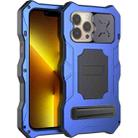 For iPhone 14 Pro Life Waterproof Camshield Tri-poof Metal Phone Case with Holder(Blue) - 1