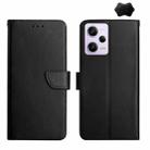 For Xiaomi Redmi Note 12 Pro 5G China Genuine Leather Fingerprint-proof Flip Phone Case(Black) - 1