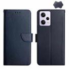 For Xiaomi Redmi Note 12 Pro+ China/12 Explorer Genuine Leather Fingerprint-proof Flip Phone Case(Blue) - 1