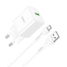 hoco N26 18W Maxim Single Port QC3.0 USB Charger with USB to Micro USB Cable, EU Plug(White) - 1