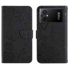 For Xiaomi Redmi 11 Prime 5G HT03 Skin Feel Butterfly Embossed Flip Leather Phone Case(Black) - 1