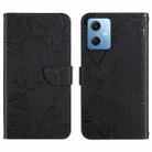 For Xiaomi Redmi Note 12 China HT03 Skin Feel Butterfly Embossed Flip Leather Phone Case(Black) - 1