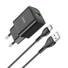 hoco N26 18W Maxim Single Port QC3.0 USB Charger with USB to USB-C/Type-C Cable, EU Plug(Black) - 1