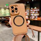 For iPhone 14 Pro Max MagSafe Magnetic Lanyard Phone Case(Khaki) - 1